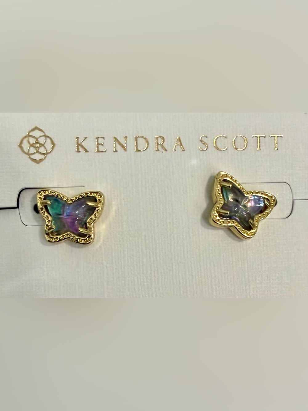 Kendra Scott Gold & Gray Butterfly Stud Earrings